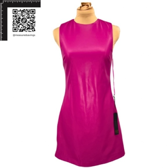 XS - NWT - House of Harlow Pink Faux-Leather Sheath Dress - Picture 2 of 7